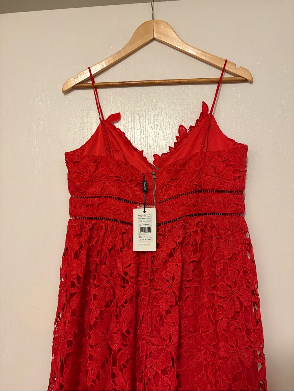 Bardot Red Lace Midi Dress - Picture 4 of 11